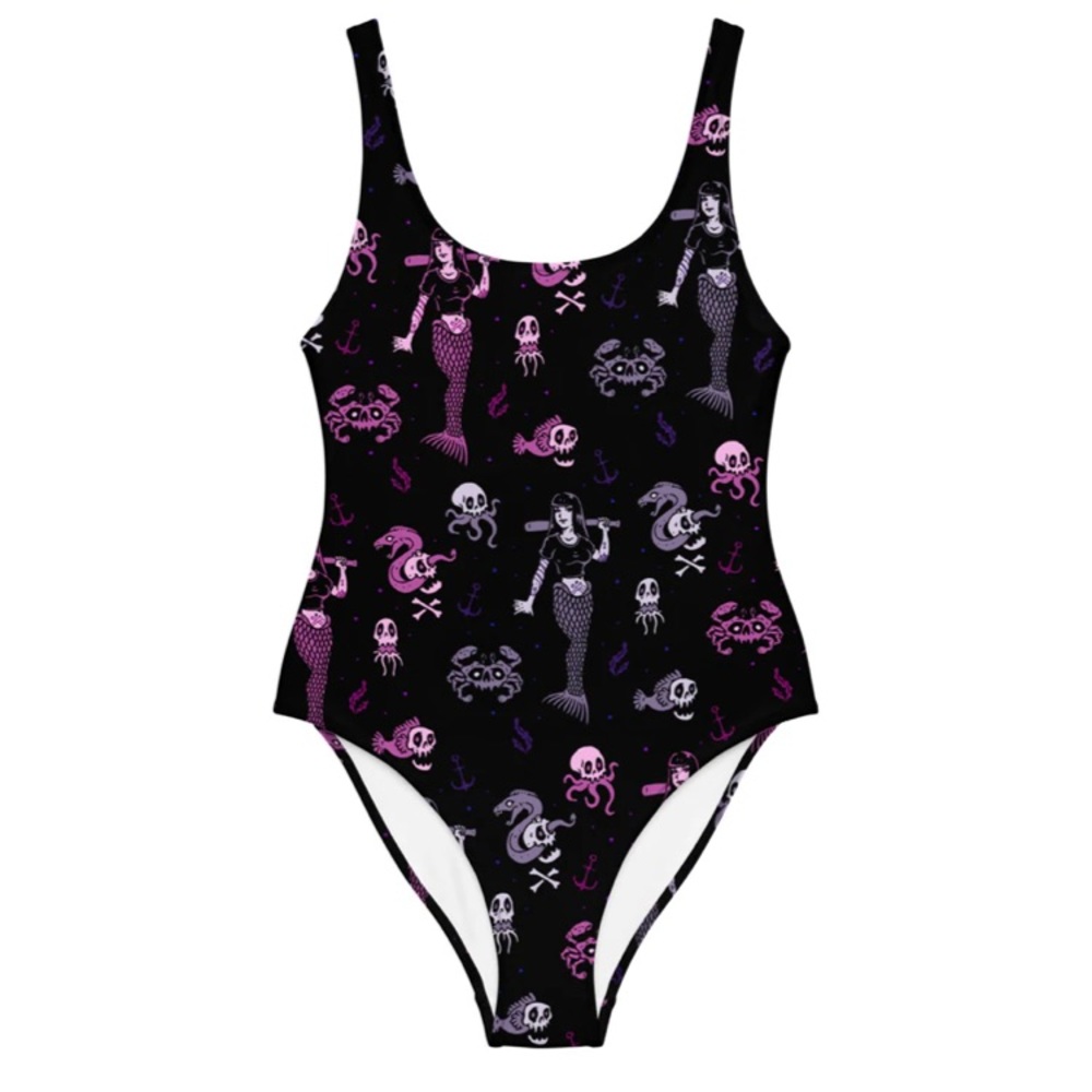 Goth Mermaid 1 Piece swim suit